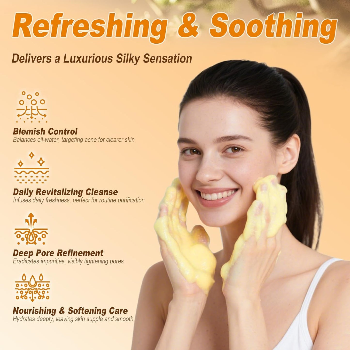 Turmeric Wash and Care 4 Piece Set,Turmeric Skincare Set: Turmeric Facial Cleanser,Cleansing Pad,Soap Bar & Essential Oil, Deep Cleansing for Face & Body
