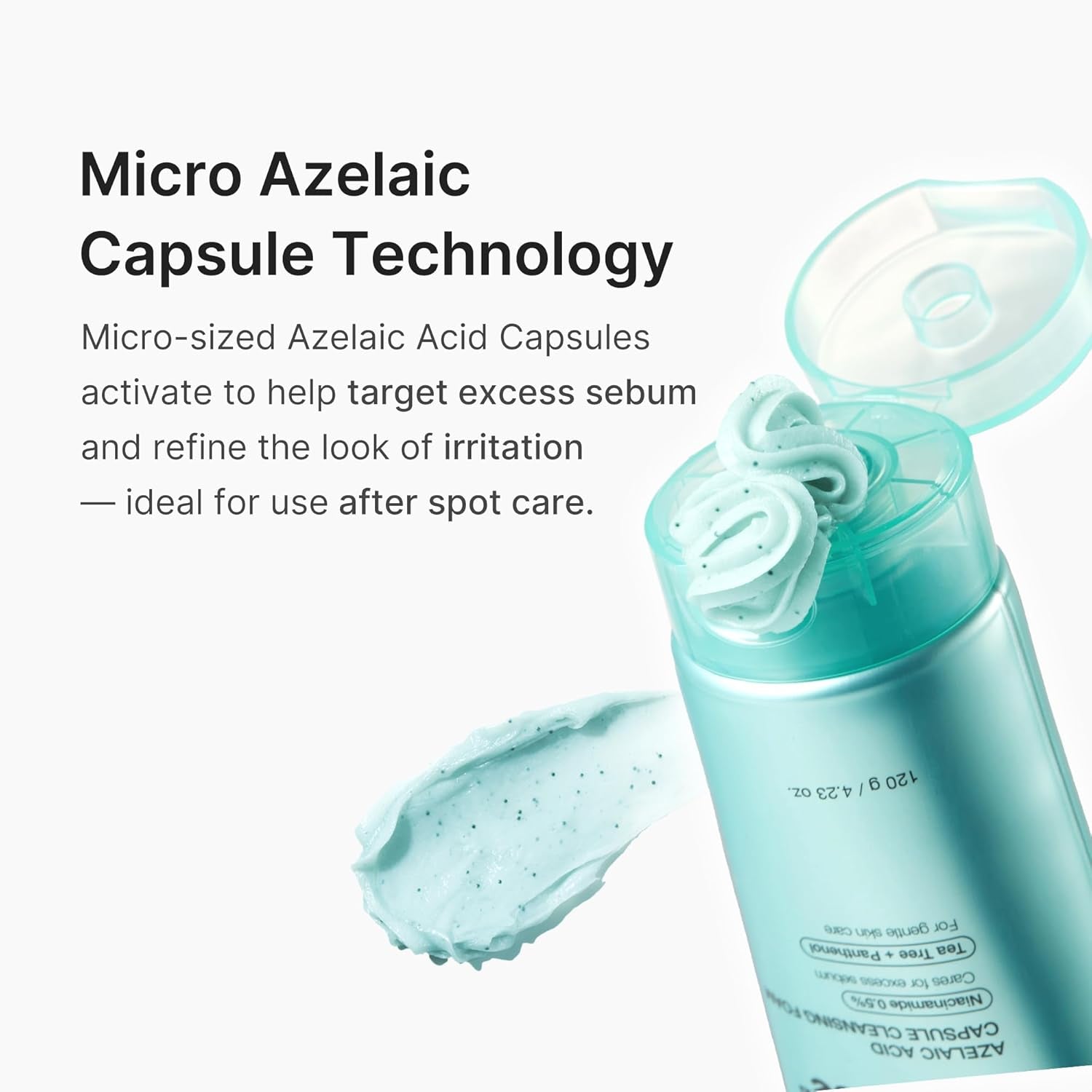 Facial Cleanser Azelaic Acid Capsule Foam Cleanser | Soothing Daily Cleansing Foam for Troubled Skin & Excess Sebum Control | Korean Skincare, 4.23 Oz