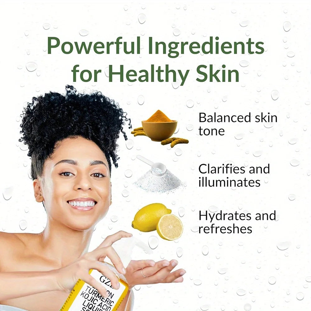 Glow Lemon Turmeric Kojic Acid Liquid Soap - Gentle Exfoliating, Brightening, and Nourishing Skin Cleanser with Turmeric